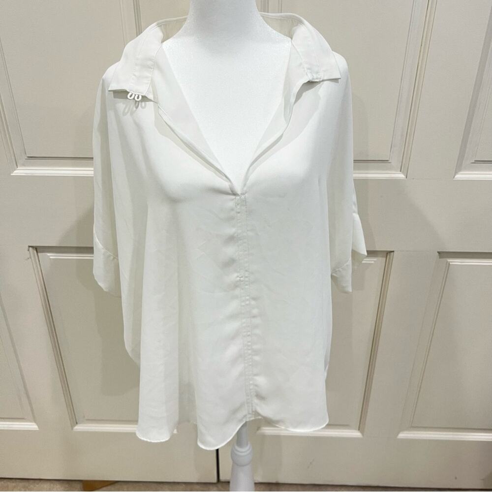 Forty four fifty while dolman sleeve blouse, size L